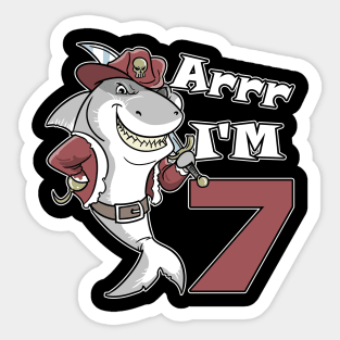 Pirate Shark I'm 7 Children's 7th Birthday Sticker